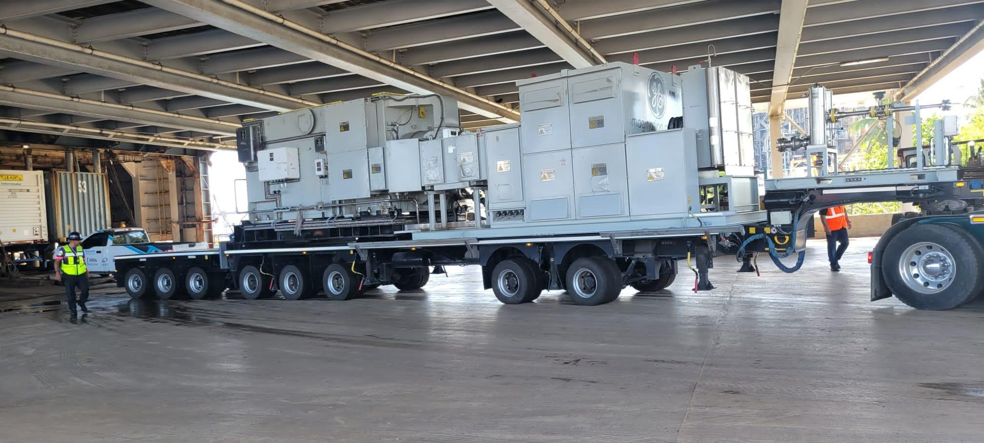 Turbines arrving on trucks in Puerto rico