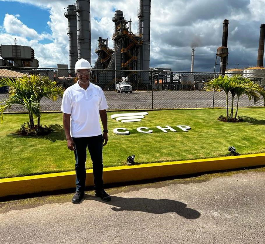 NFE employee standing on LNG plant 