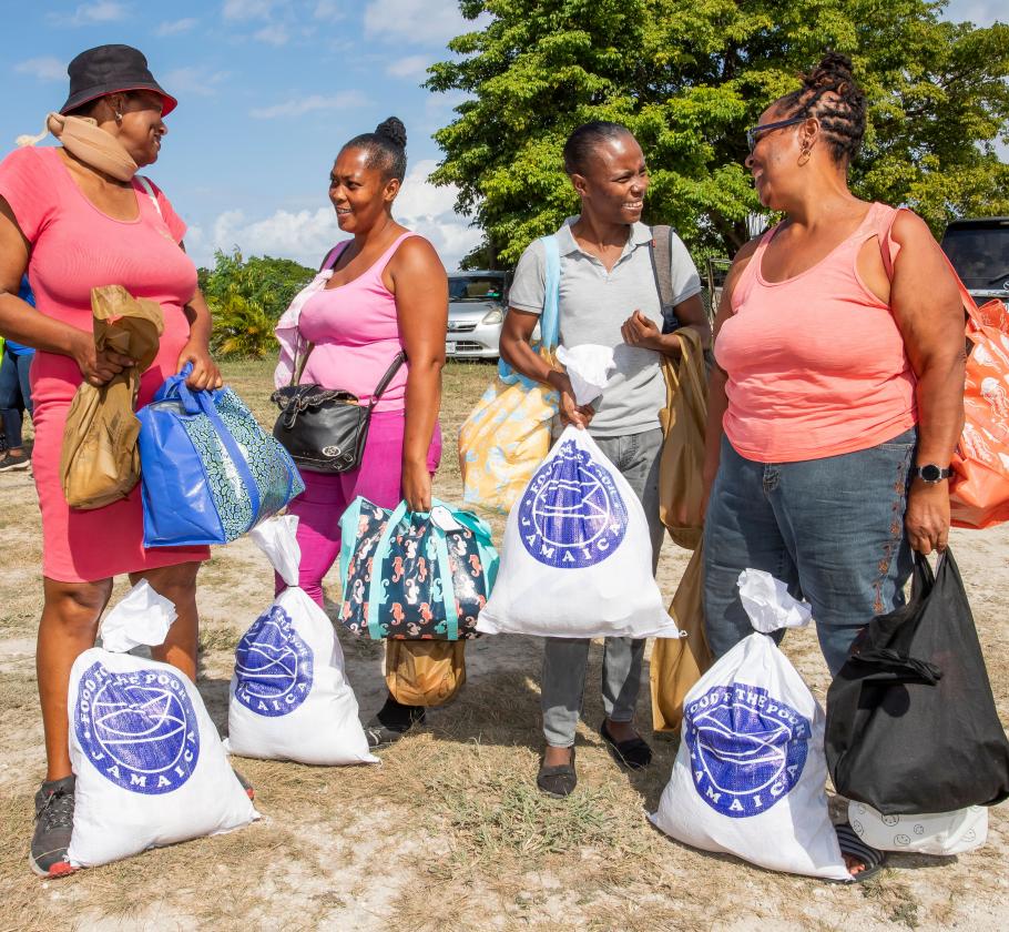 Children and families receiving gifts